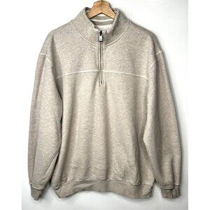 Arrow Mens Sweatshirt 1/4 Zip Mock Neck Pullover Long Sleeve Beige Size XL